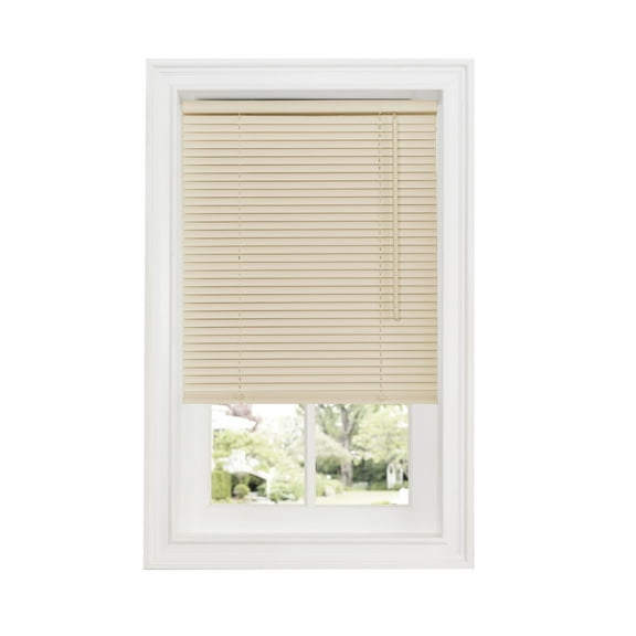Amanecer Collection Cordless Vinyl 1-Inch Light Filtering Mini Blind- Alabaster - 27" x 64" (Actual Measurement 26.5q