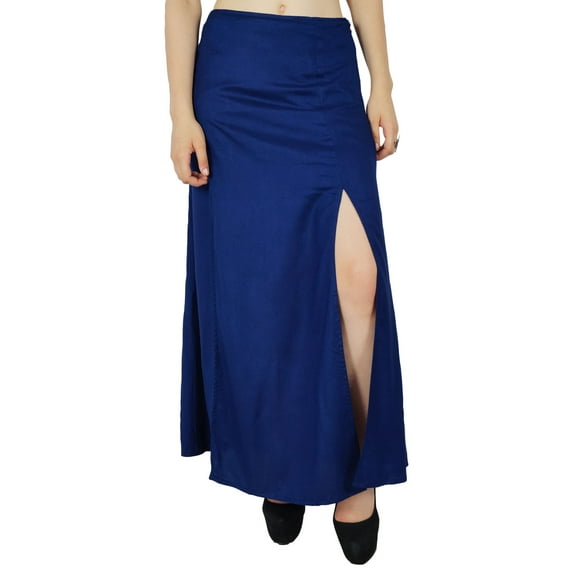 Bimba Women Rayon Maxi Skirt with Long 2 Slits