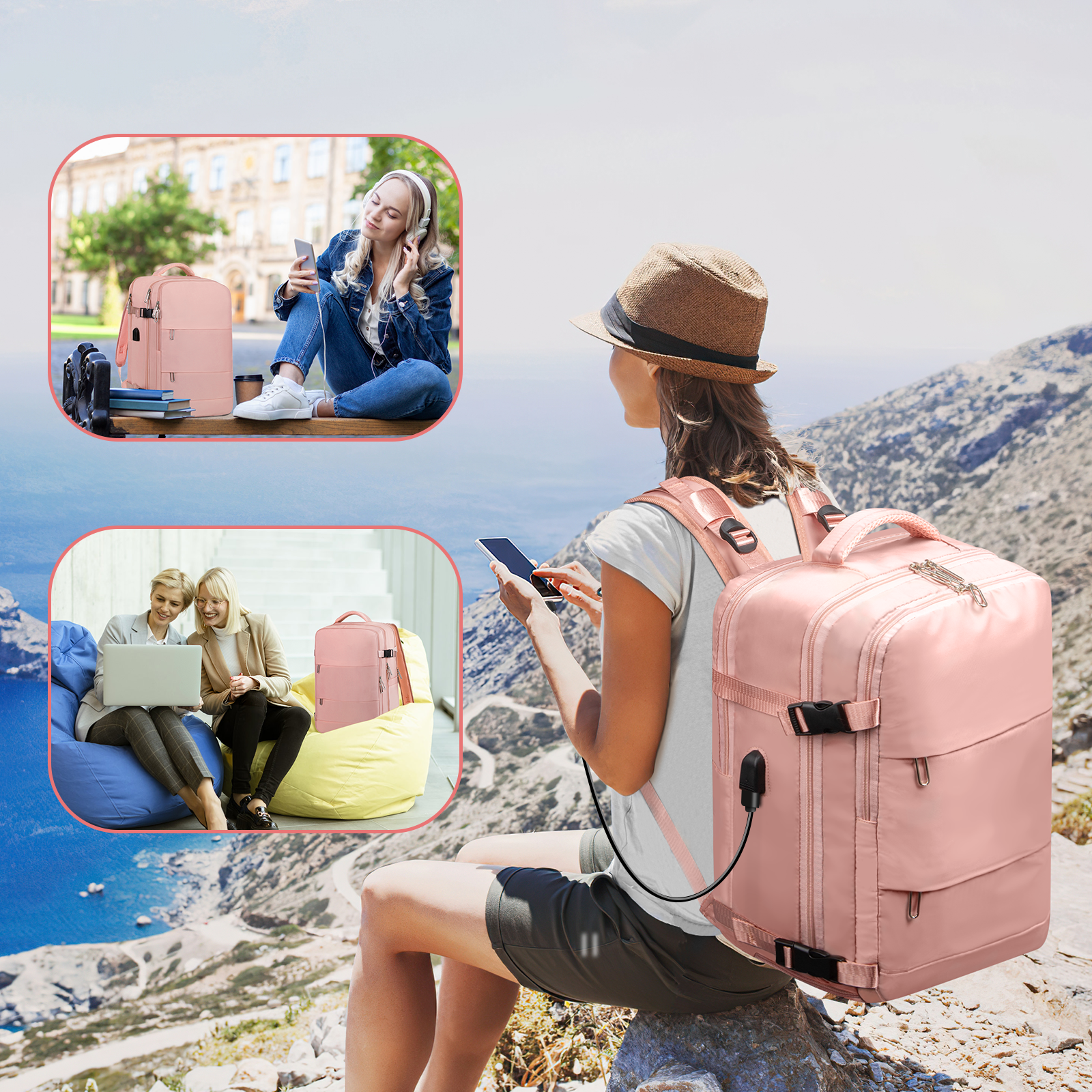 DAKOMM Travel Backpack with USB Port & Laptop Compartment photo 3