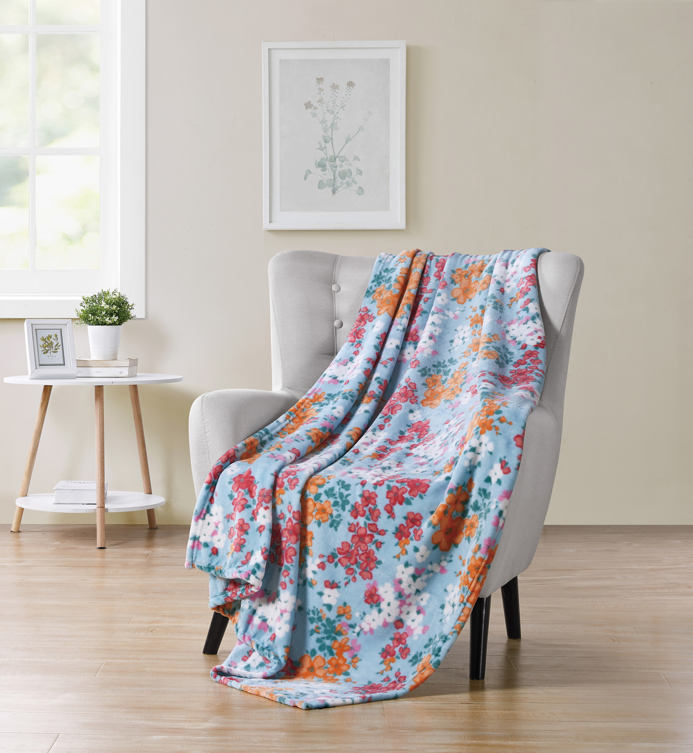 Hudson Essex Floral Expressions Plush Throw Blanket, Blue, 50x70 Inches ...