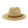 thumbnail image 2 of Summer Hats for Women 2025, Yigetop Women Wide Brim Straw Panama Roll Up Hat Fedora Beach Panama Hat Sun Hats Wide Brim Fedora Straw Beach Hat Upf50+ Fedora Hats for Women Khaki One Size, 2 of 5