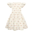thumbnail image 4 of LNZGNM Easter Baby Girl Dresses Bunny Eggs Graphic Flutter Sleeve Outfit for School, Beige, 4 of 4