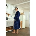 thumbnail image 4 of U2SKIIN Mens Fleece Robe, Plush Collar Shawl Bathrobe Flannel for Mens, 4 of 6