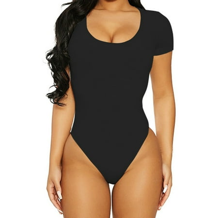 

Dqueduo Waist Trainer for Women Short Sleeve Sexy Basics Versatile Solid Color Fashion Tight Fitting Cutout Jumpsuit Shapewear for Women Tummy Control on Clearance