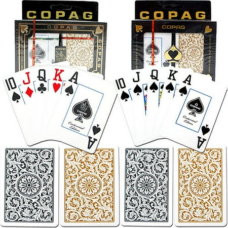 Trademark Poker 2pk Copag 1546 Design Jumbo index Card Deck, Gold/Black
