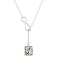 thumbnail image 1 of Delight Jewelry Silvertone Pebble Border Initial - J Silver tone Elegant Infinity Lariat Necklace, 1 of 4