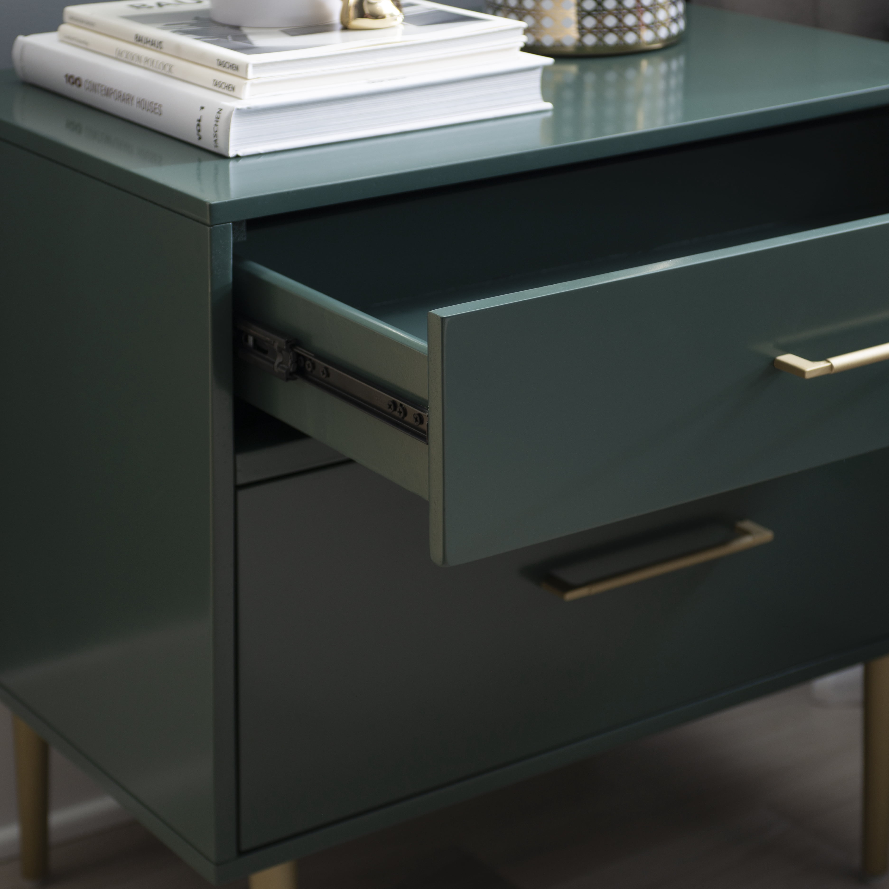 Linon Galena 2-Drawer Nightstand, Dark Green