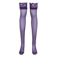 thumbnail image 1 of Mialoley Bas Cuisse Femme Bord Genou Bas Dentelle Transparente Chaussettes, 1 of 2