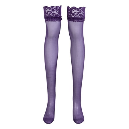 

Women Sexy See Through Sheer Mesh Lace Stay Up Hold-Ups Over Knee Long Thigh High Stocking Tights