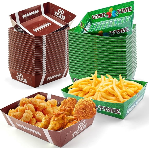 Football Party Supplies - 40 Pack Superbowl Party Decorations 2026 | Football Plates Disposable Trays for Football Party Favors - Football Accessories Decor for Birthday Party