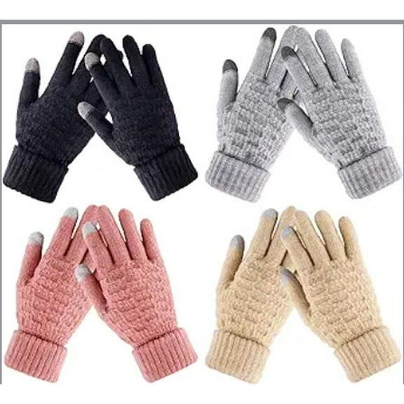 LEXSOMEO 4pairs Winter Gloves Women Knit Warm Gloves With Touchscreen Fingers Non Slip Driving Gloves Full Finger Touch Screen Insulated Glove For Cold Weather
