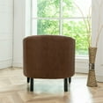 thumbnail image 5 of 29" W Modern Faux Vegan Leather Barrel Chair, PU Upholstered Tufted Accent Club Chairs with Nailhead Trim, Small Armchair for Living Room Bedroom Apartment Lounge Nursery, Brown, 5 of 11