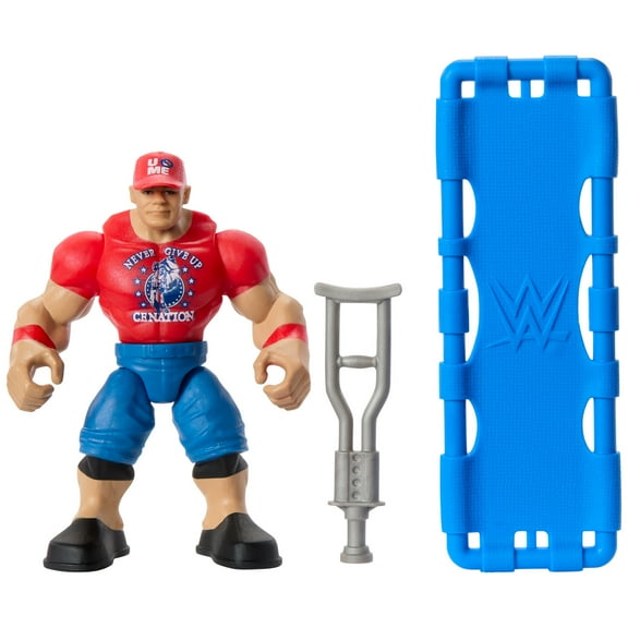 WWE Knuckle Crunchers John Cena Action Figure & Accessories, Bone-Crunching Movement, 3.25-inch