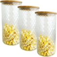 thumbnail image 1 of JS Gourmet - Set of 3 Embossed Glass Containers with Airtight Lid, 1800ml Capacity, 1 of 1