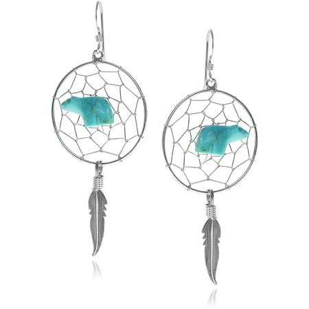 Brinley Co. Women's Turquoise Sterling Silver Dream Catcher Dangle Earrings