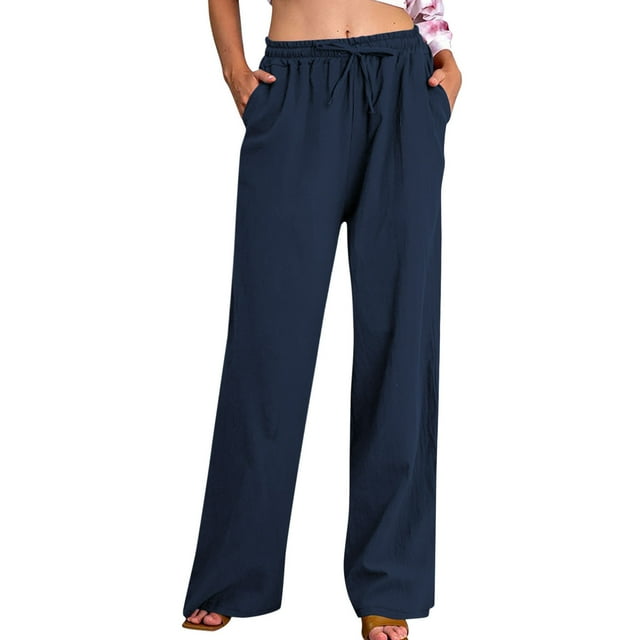 FNFYFH Clearance Women's Linen Pants for Summer Breathable Solid Color