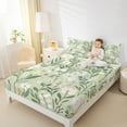 thumbnail image 4 of jejeloiu Cartoon Cute Daisy Bed Sheets,Rustic Leaves Flowers King Sheets,Green White Sheet Set For Adult,Breathable Home Decor,4-Piece, 4 of 7