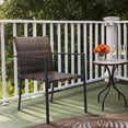 thumbnail image 4 of Outdoor Wicker Patio Dining Chairs Set of 2, CASEMIOL All-Weather Stackable Rattan Armchair, Steel Frame for Deck Garden Yard, Brown, 4 of 7