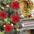 thumbnail image 4 of 12 piezas de flores artificiales con purpurina navideña, decoraciones de flores navideñas de 15 cm, rojo (esheng), 4 of 5