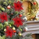 thumbnail image 4 of 12 piezas de flores artificiales con purpurina navideña, decoraciones de flores navideñas de 15 cm, rojo Stcyv, 4 of 5