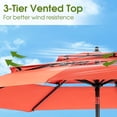 thumbnail image 5 of Homefun 10FT Patio Umbrella 3-Tier Market Umbrella with 8 Sturdy Ribs Crank & Tilt Mechanism Waterproof UV-Resistant Fabric Aluminum Pole Outdoor Garden Umbrella (Base Not Included), 5 of 7