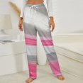 thumbnail image 3 of Pink White Abstract Stripes Winter Female Pants Flannel High Waist Women Pants Lady Warm Straight Leg Plush Trousers, 3 of 7
