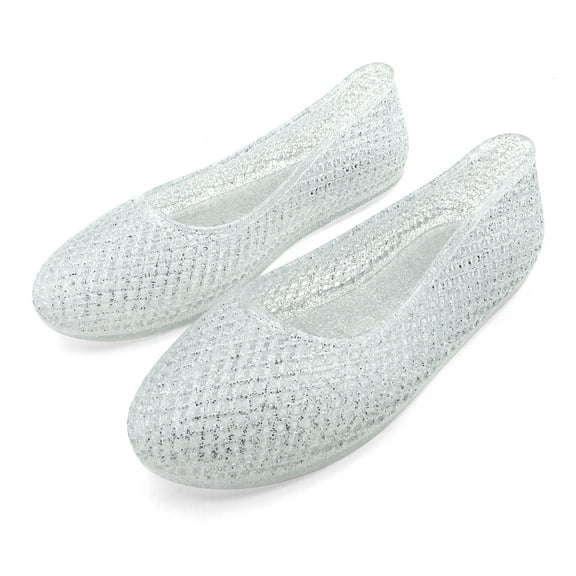 Women's Glitter Jelly Flexible Ballet Flats Breathable Mesh Design