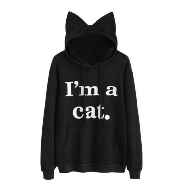 TheFound Women's Long Sleeve Printed Top, Cute Ears Hoodie with Cartoon Patterns