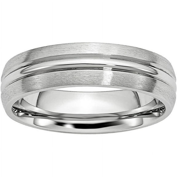 Primal Steel Cobalt Satin Grooved 6mm Wedding Band