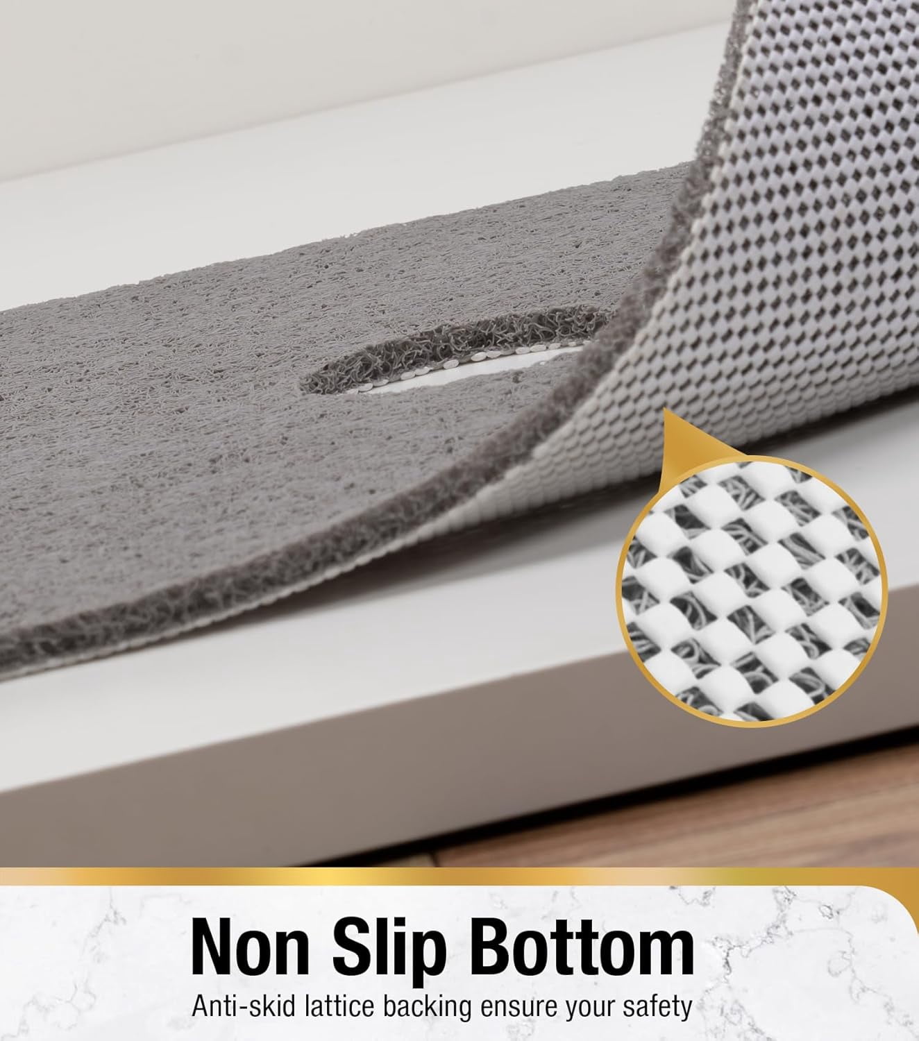 UniVerse Shower Mat,32 x 24 Inch Non Slip Bath Mat for Tub, Soft PVC Loofah Bathtub Mats with Drain Holes, Quick Drying Bathroom Stall Floor Mat, Bathroom Accessories Without Suction Cup, Grey