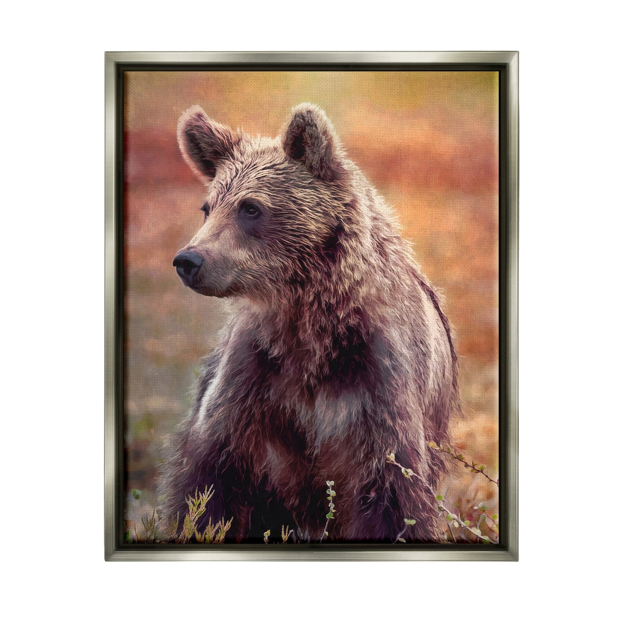 Stupell Industries Majestic Baby Bear Warm Sunlit Forest Habitat Photograph Luster Gray Floating Framed Canvas Print Wall Art, Design by Alpenglow Workshop