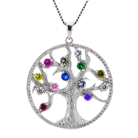 Personalized NANA Tree of Life Mother's Pendant with 1 - 13 (Stone Of Life Best Class)