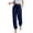 Navy, variant on Summer Yoga Pants for Women Straight Leg Trousers Crossover High Waist with Pockets Petite/Regular/Tall Loose Stretch Casual Lounge Pants Khaki L