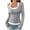 Gray, variant on UQJfacai Womens Long Sleeve Henley T-Shirts Button Ribbed Knit Scoop Neck Slim Fitted Basic Crop Tops Blouse Patchwork Y2k Clothes
