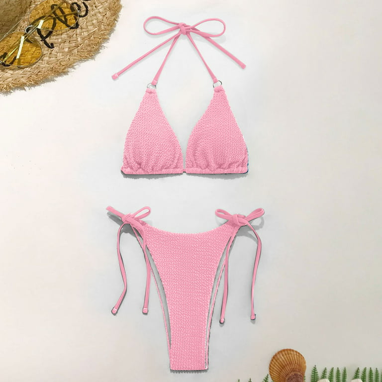 Retro High Cut Double Knotted Bandeau Bikini Two Piece Swimsuit – Rose  Swimsuits