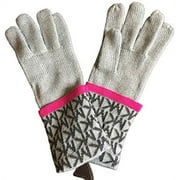 Michael Kors Womens Gloves MK Logo Knit Cuffed Gloves Light Grey