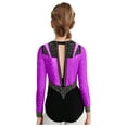 thumbnail image 3 of iixpin Kids Girls Rhinestones Gymnastics Leotard Long Sleeve Figure Skating Bodysuit Lyrical Dancewear Purple 10, 3 of 6