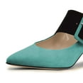 thumbnail image 3 of YDN Women Adorable Wide Strappy Buckled Mary Janes Kitten Low Heels Pumps Pointed Closed Toe Slip On Dress Shoes Size 8 Blue, 3 of 4