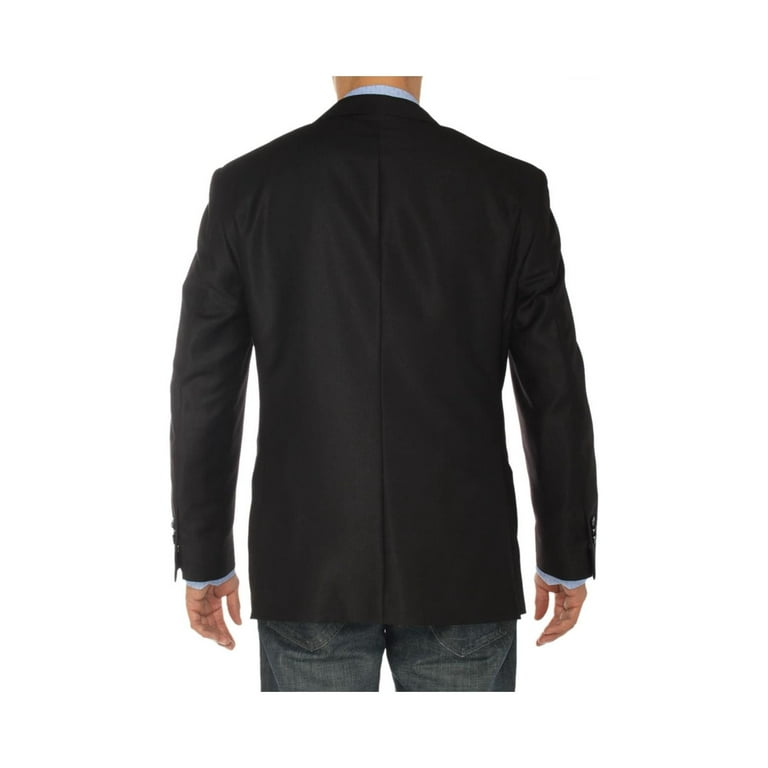 LN LUCIANO NATAZZI Mens Two Button Notch Lapel Blazer Modern Fit Suit  Jacket Black