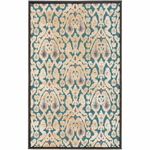 SAFAVIEH Paradise Justice Geometric Tessellation Area Rug, Anthracite/Petrol, 2'7" x 4'