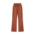 thumbnail image 4 of ZyeKqe Plus Size Capri Pants for Women Cotton Linen Wide Leg Summer Lightweight Casual Loose Lounge Cropped Trousers, 4 of 5