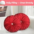 thumbnail image 6 of Velvet 15-Inch Round Throw Pillow for Home Couch Decorative (Red), 6 of 7