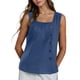 thumbnail image 1 of Camiseta sin mangas holgada con cuello cuadrado: diseño plisado en cola de milano, tejido elástico, camisola para combinar en capas., 1 of 5