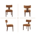 thumbnail image 3 of Guyou Dining Chairs Set of 2, Mid-Century Modern Velvet Upholstered Kitchen Chairs with Curved Backrest, Wooden Side Chairs for Dining Kitchen Living Room Bedroom, Brown, 3 of 12