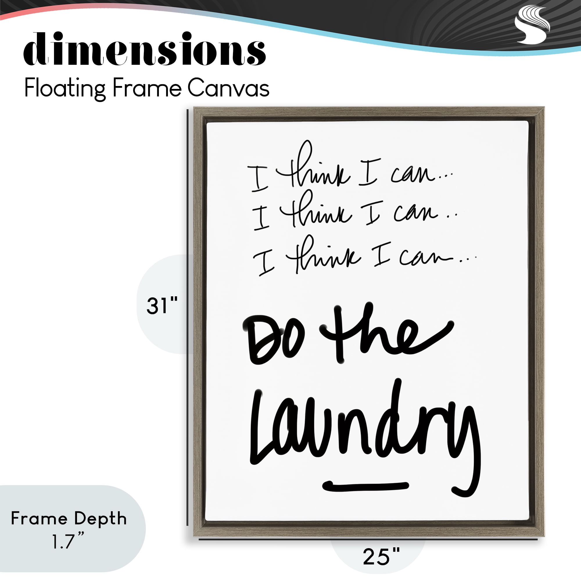 Stupell Industries Think I Can Do Laundry Brown Framed Floater Canvas Wall Art, design by SD Graphics Studio