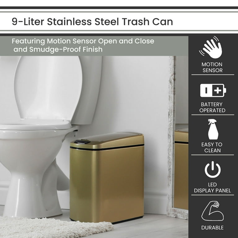 Bathroom Smart Touchless Trash Can 2.2 Gallon Automatic Motion Sensor  Rubbish Ca