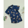 thumbnail image 3 of Wassery Baby Boys Summer Outfits Bear Print Short Sleeve Shirt Lapel Neck Tops and Elastic Shorts 2Pcs Toddler Casual Clothes Set 6M-4T, 3 of 9