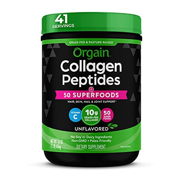 Orgain Organic Collagen + 50 Superfoods Powder, Type I and III, Amino