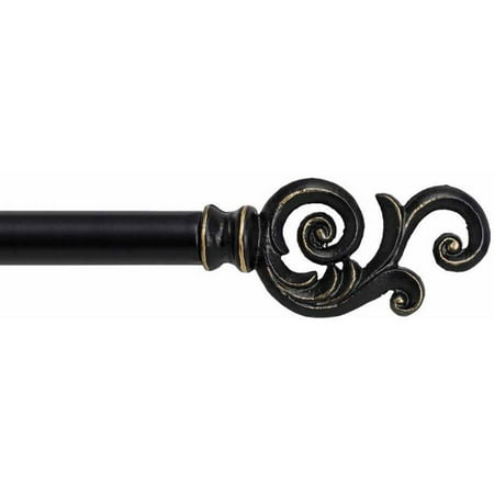 Bali 1 Scroll Decorative Curtain Rod Set Black 36 66 Or 66