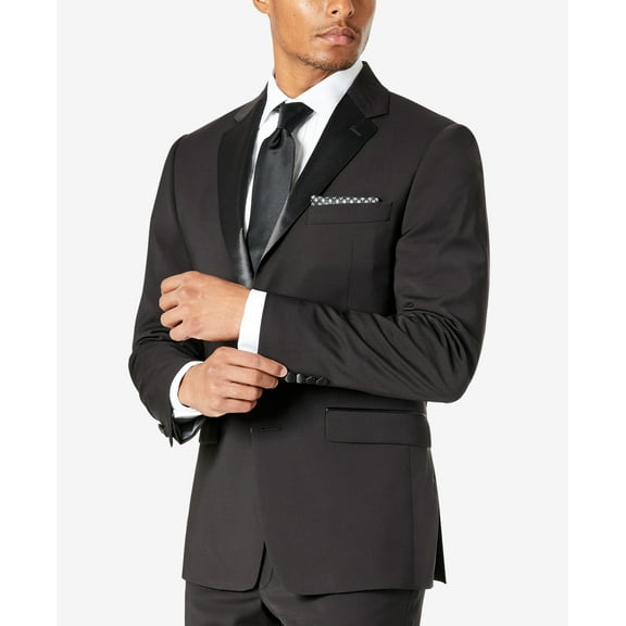 Calvin Klein Mens Skinny fit Tuxedo Jacket Blazer 36 S Black Solid Wool